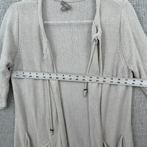 J. Jill Open Knit Cardigan Duster Pockets Silk Blend Neutral Tunic Top‎ L - Picture 5 of 12